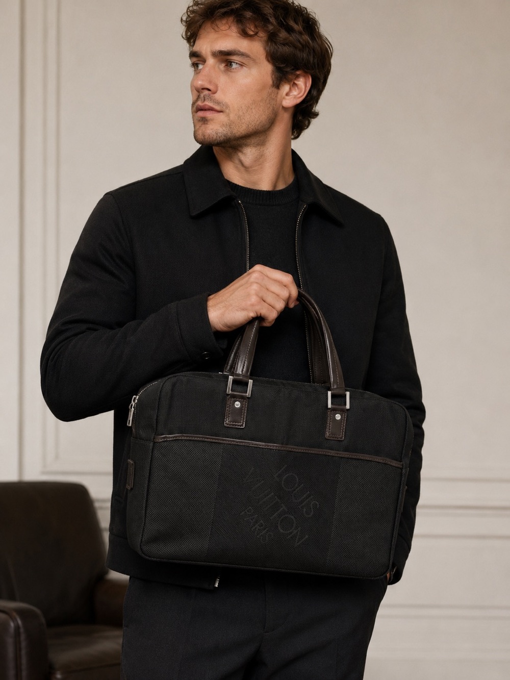 Louis Vuitton Damier Géant Yack Briefcase — Black